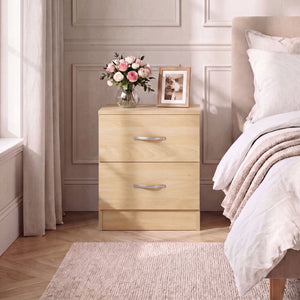 Riano 2 Drawer Bedside  Chest Set Pine Bedroom Storage Unit
