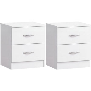 Riano 2 Drawer Bedside  Chest Set White Bedroom Storage Unit
