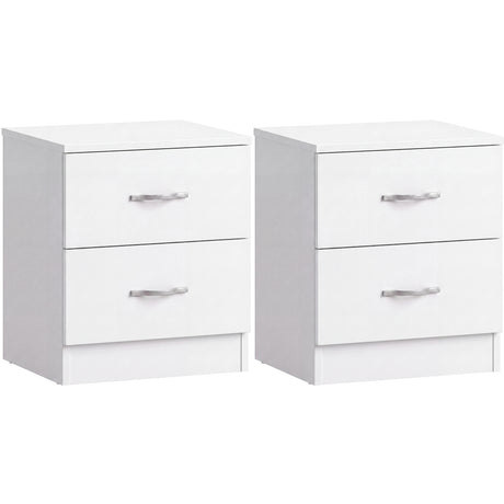 Riano 2 Drawer Bedside  Chest Set White Bedroom Storage Unit
