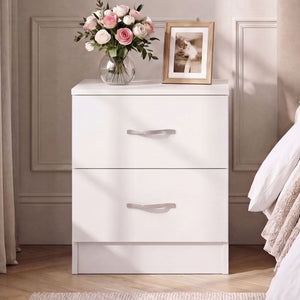 Riano 2 Drawer Bedside Chest Table- Set of 2, White
