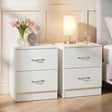 Riano 2 Drawer Bedside  Chest Set White Bedroom Storage Unit
