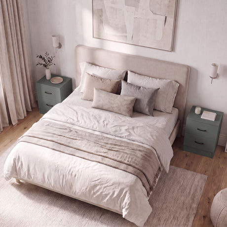 Riano 2 Drawer Bedside  Chest Set Green Bedroom Storage Unit

