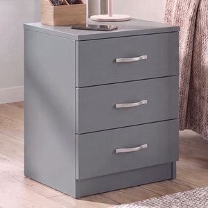 Riano 3 Drawer Bedside  Chest Set Grey Bedroom Storage Unit
