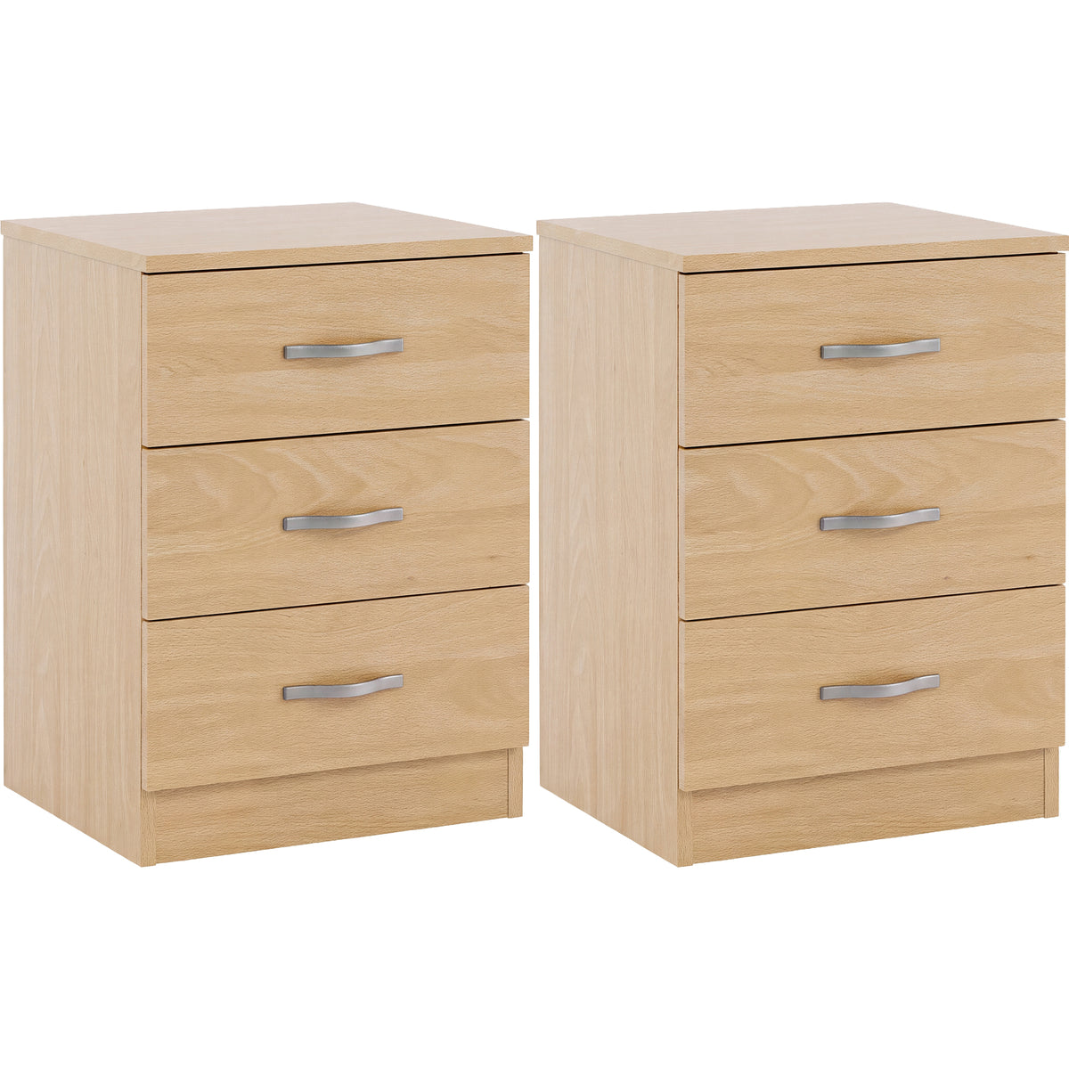 Riano 3 Drawer Bedside  Chest Set Pine Bedroom Storage Unit
