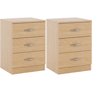 Riano 3 Drawer Bedside  Chest Set Pine Bedroom Storage Unit
