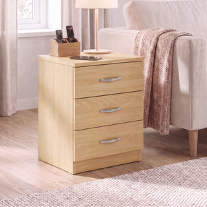 Riano 3 Drawer Bedside  Chest Set Pine Bedroom Storage Unit
