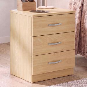 Riano 3 Drawer Bedside  Chest Set Pine Bedroom Storage Unit

