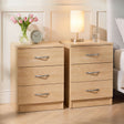 Riano 3 Drawer Bedside  Chest Set Pine Bedroom Storage Unit
