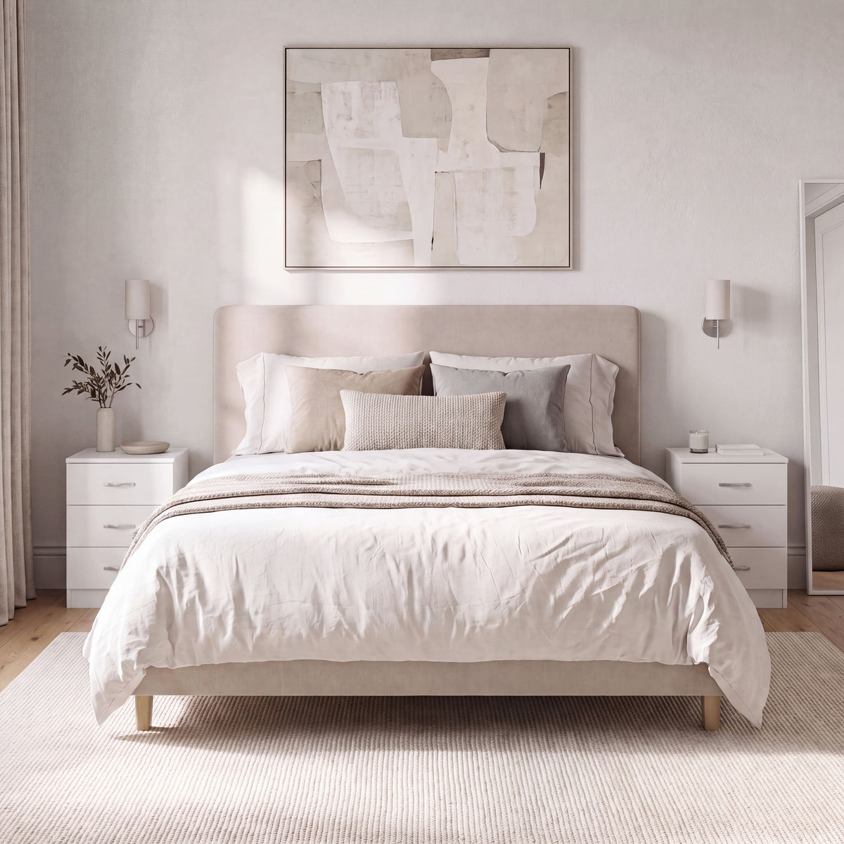 Riano 3 Drawer Bedside  Chest Set White Bedroom Storage Unit
