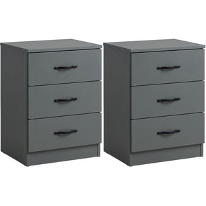 Riano 3 Drawer Bedside  Chest Set Green Bedroom Storage Unit
