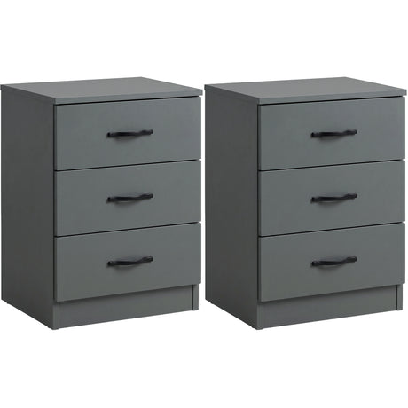 Riano 3 Drawer Bedside  Chest Set Green Bedroom Storage Unit
