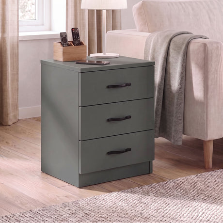Riano 3 Drawer Bedside  Chest Set Green Bedroom Storage Unit
