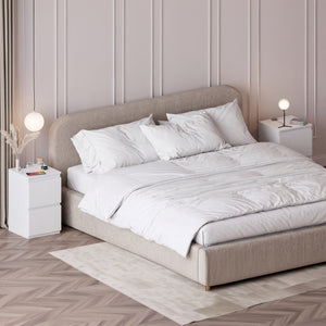 Denver 2 Drawer small Bedside Chest Table, white, with Power Outlet for bedroom storage
