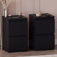 Denver 2 Drawer small Bedside Chest Table, black, with Power Outlet for bedroom Storage, Set
