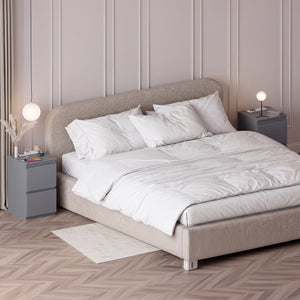 Denver 2 Drawer Bedside Chest Table with Power Outlet, Grey
