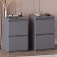 Denver 2 Drawer small Bedside Chest Table, grey, with Power Outlet for bedroom Storage, Set
