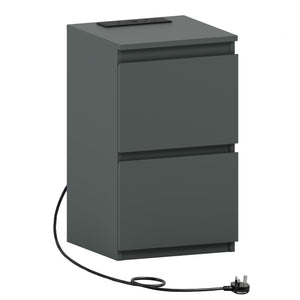 Denver 2 Drawer small Bedside Chest Table, Green, with Power Outlet for bedroom storage
