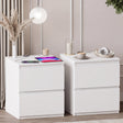 Denver 2 Drawer large Bedside Chest Table, white, with Power Outlet for bedroom Storage, Set
