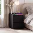 Denver 2 Drawer Large Bedside Chest Night Stand with Power Outlet, White

