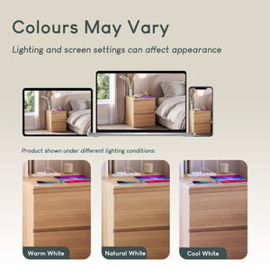 Denver 2 Drawer large Bedside Chest Table, pine, with Power Outlet for bedroom Storage, Set
