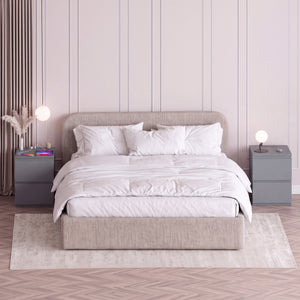 Denver 2 Drawer Large Bedside Chest Table with Power Outlet, Set of 2, Grey