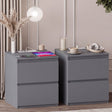 Denver 2 Drawer large Bedside Chest Table, grey, with Power Outlet for bedroom Storage, Set
