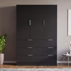 Trega 3 Door 6 Drawer Wardrobe, Black