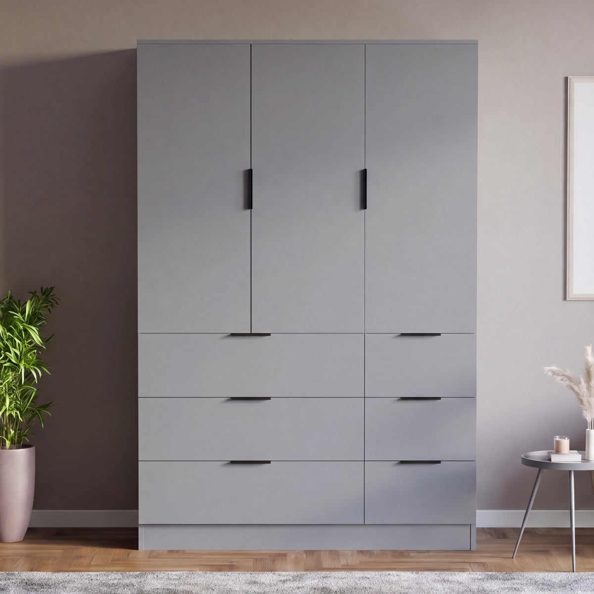 Trega 3 Door 6 Drawer Wardrobe, Grey