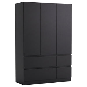Denver 3 Door 4 Drawer Wardrobe, Black