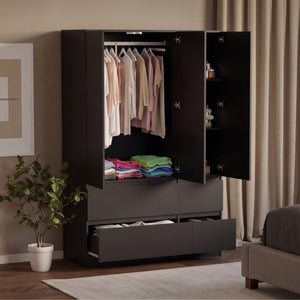 Denver 3 Door 4 Drawer Wardrobe, Black
