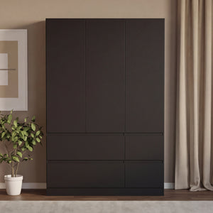 Denver 3 Door 4 Drawer Wardrobe, Black