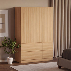 Denver 3 Door 4 Drawer Wardrobe, Pine