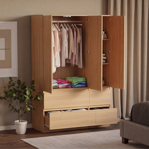 Denver 3 Door 4 Drawer Wardrobe, Pine