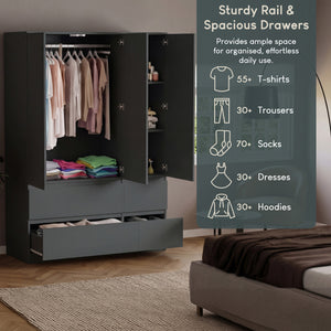 Denver 3 Door 4 Drawer Wardrobe, Jasper Green