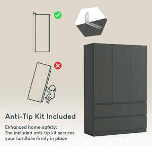Denver 3 Door 4 Drawer Wardrobe, Jasper Green