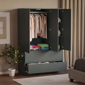 Denver 3 Door 4 Drawer Wardrobe, Jasper Green