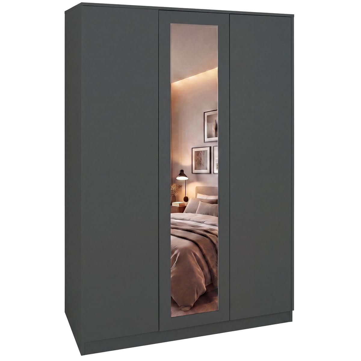 Denver 3 Door Mirrored Wardrobe, Green
