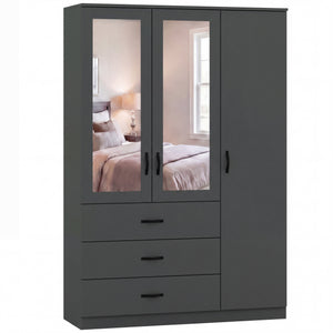 Riano 3 Door 3 Drawer Mirrored Wardrobe, Green