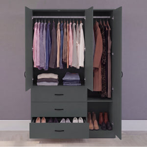 Riano 3 Door 3 Drawer Mirrored Wardrobe, Green