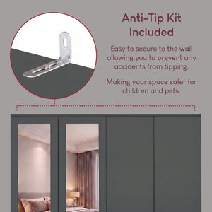 Riano 4 Door 3 Drawer Mirrored Wardrobe – Green