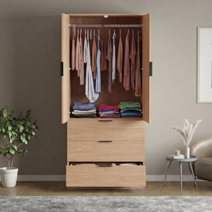 Trega 2 Door 3 Drawer Wardrobe, Pine