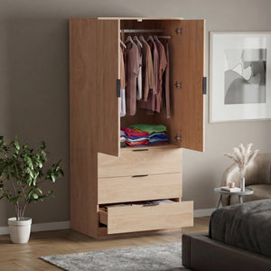 Trega 2 Door 3 Drawer Wardrobe, Pine