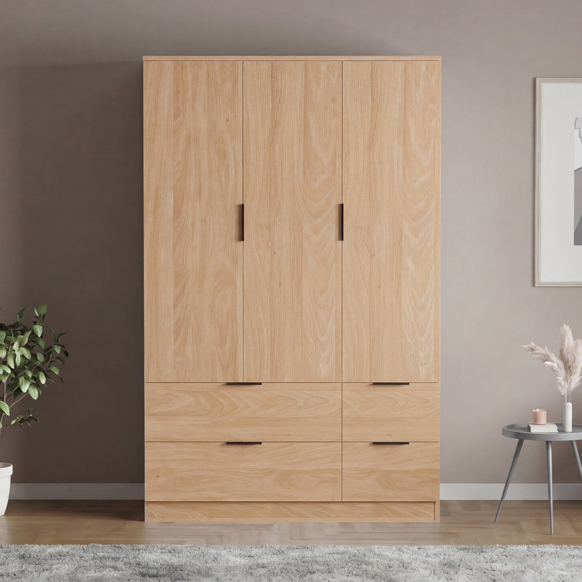 Trega 3 Door 4 Drawer Wardrobe, Pine