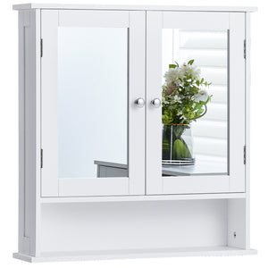 Priano 2-Door Mirrored Wall Cabinet With Shelf, White