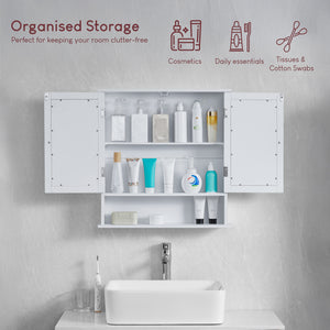 Priano 2-Door Mirrored Wall Cabinet With Shelf, White