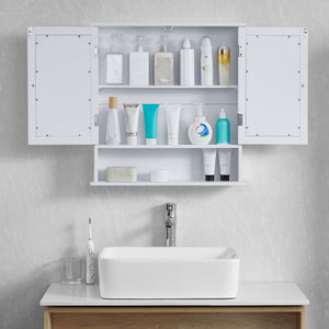 Priano 2-Door Mirrored Wall Cabinet With Shelf, White