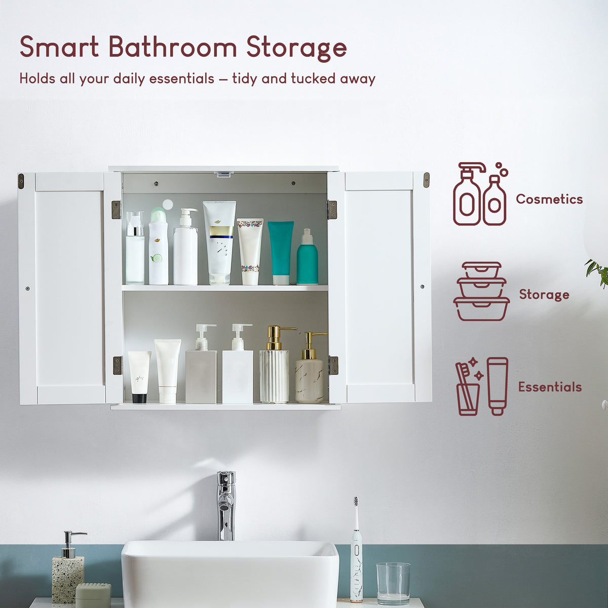 Liano 2-Door Wall Cabinet, White