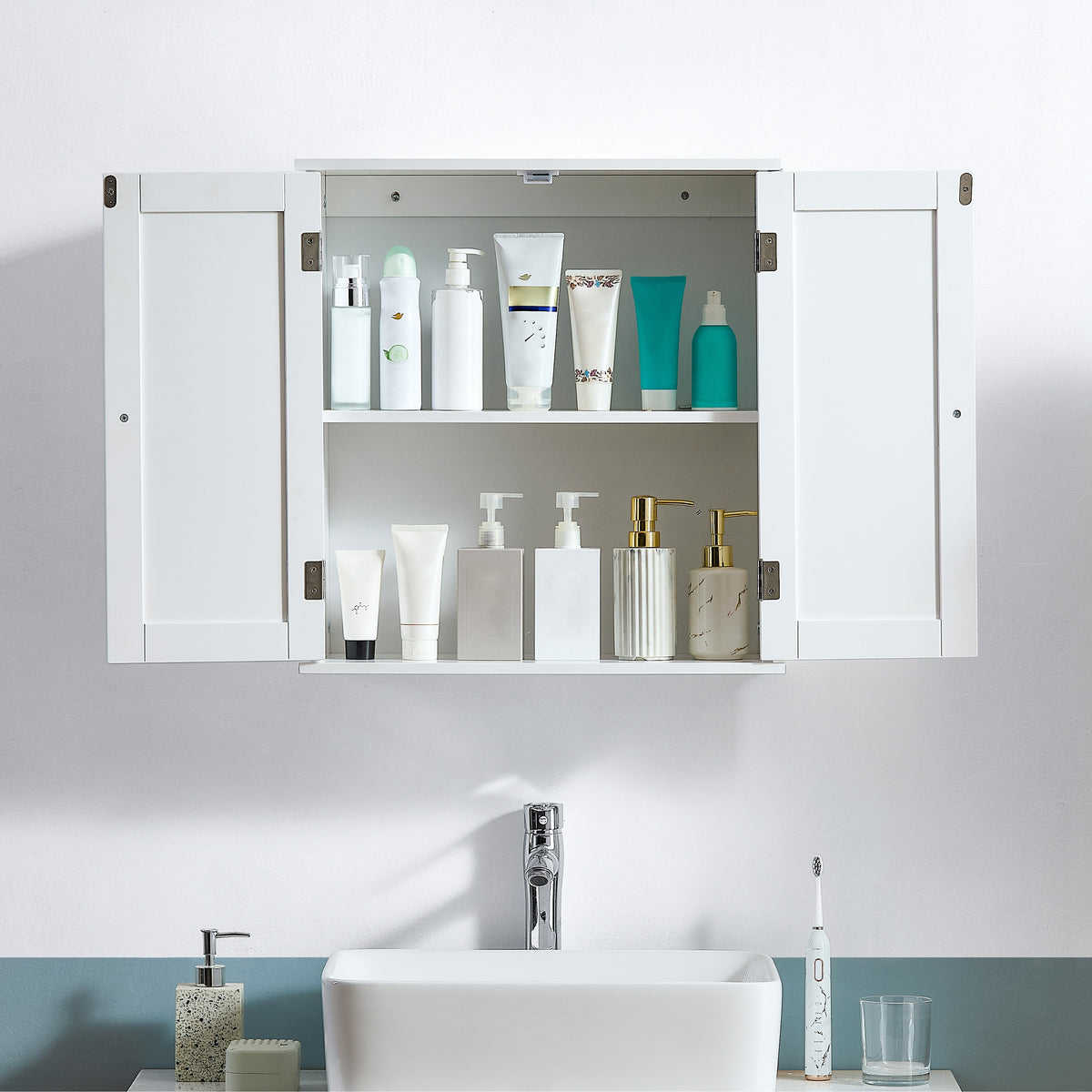 Liano 2-Door Wall Cabinet, White