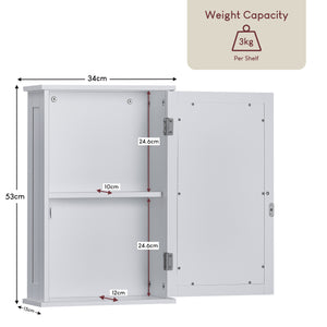 Priano 1-Door Mirrored Wall Cabinet, White