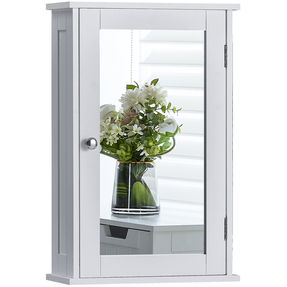 Priano 1-Door Mirrored Wall Cabinet, White